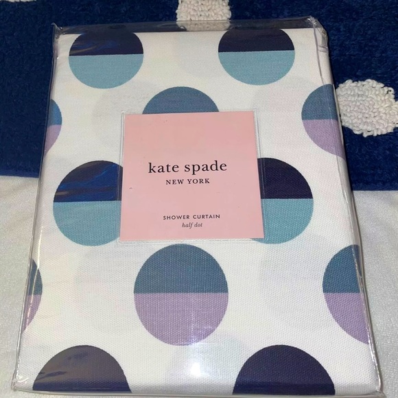 🎉HP🎉New Kate Spade Dot Shower Curtain + Kate Spade Navy Dot Bath Rug Set⚪️ - Picture 4 of 8